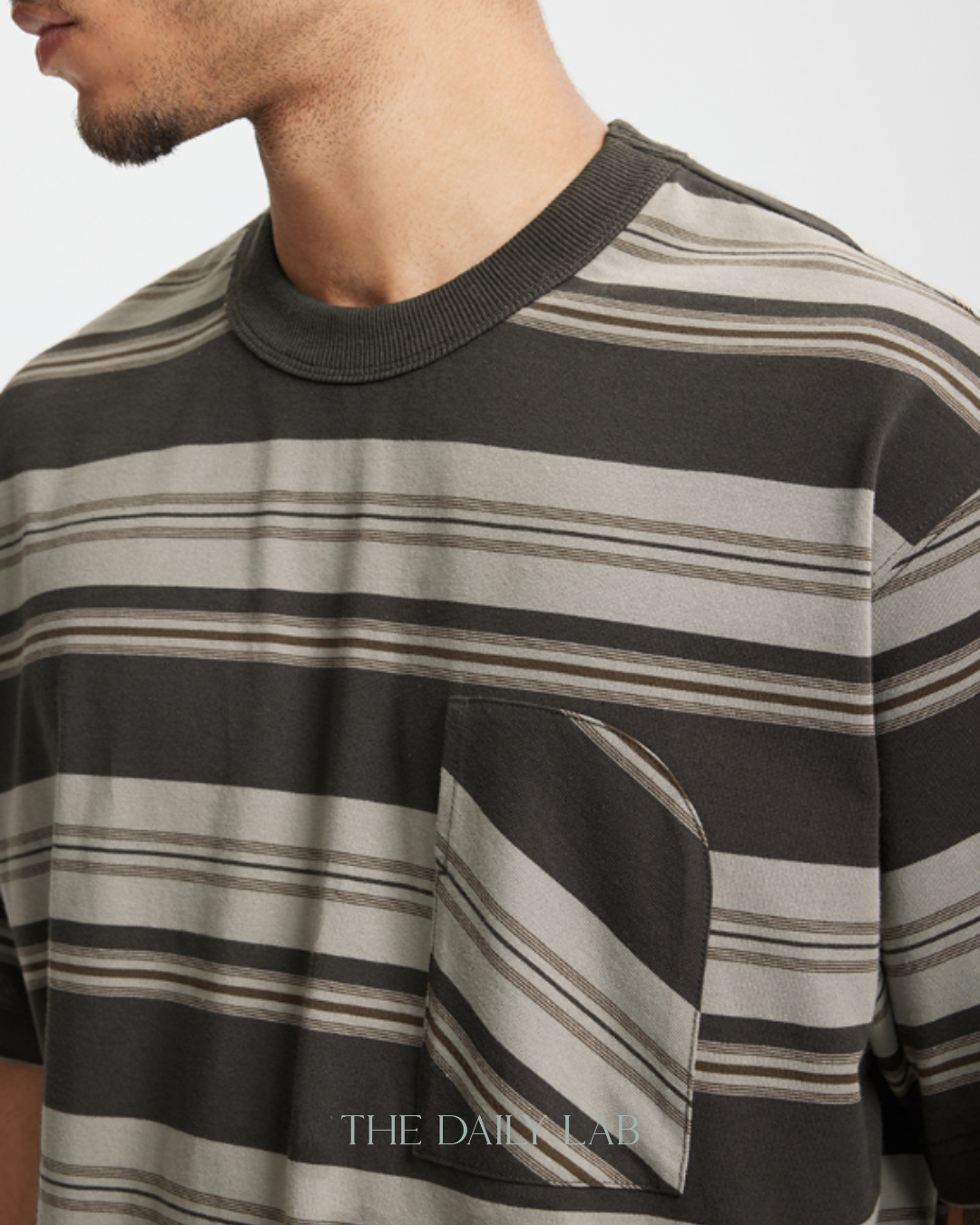 Vintage Stripe Tee in Dark Grey