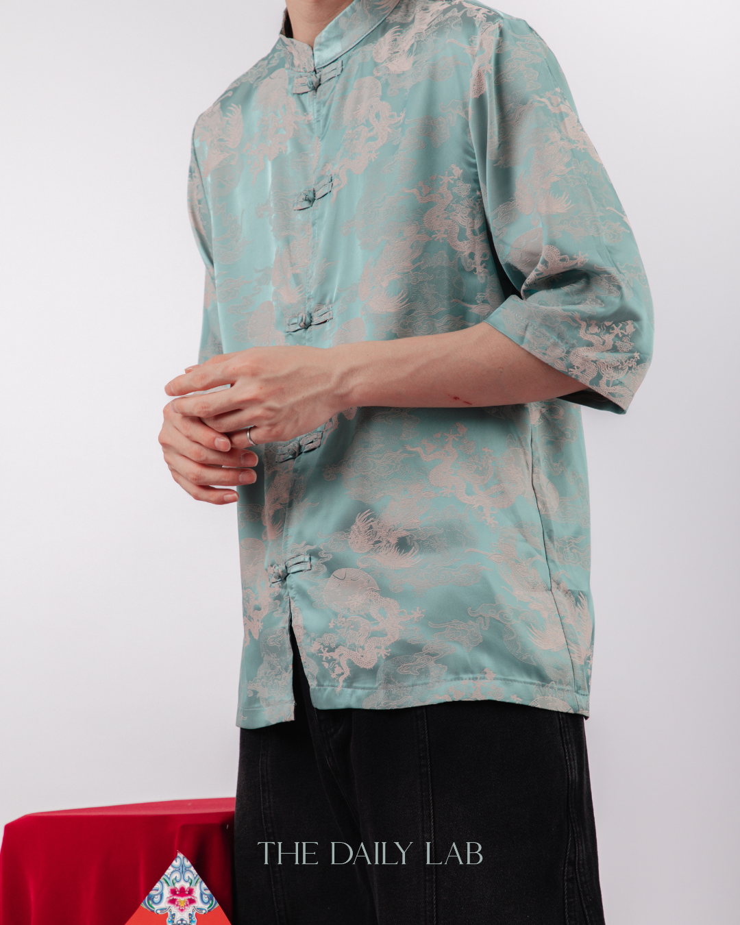 Vintage Jacquard Tang Suit Shirt in Blue