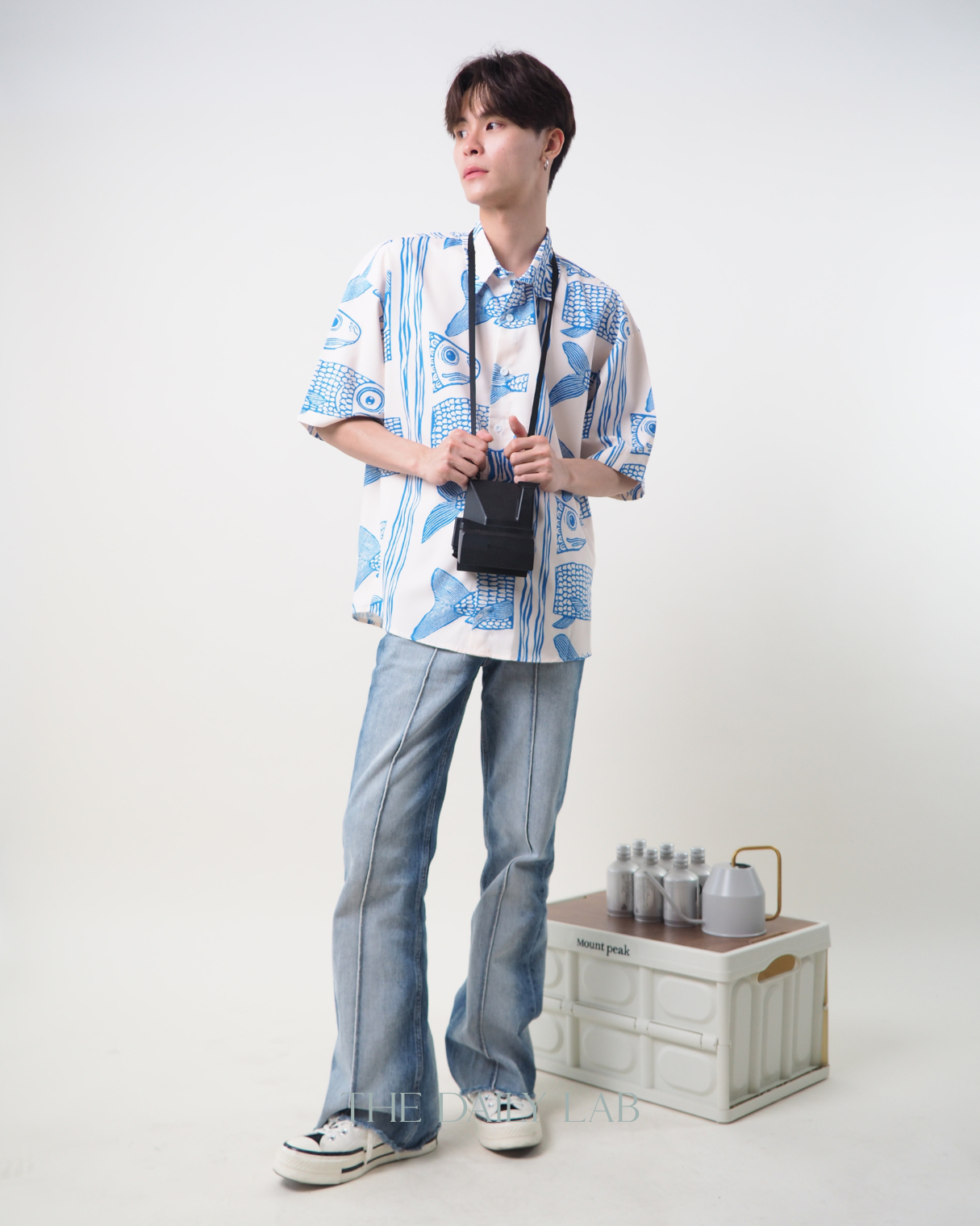 Fish Buttoned Shirt in Blue