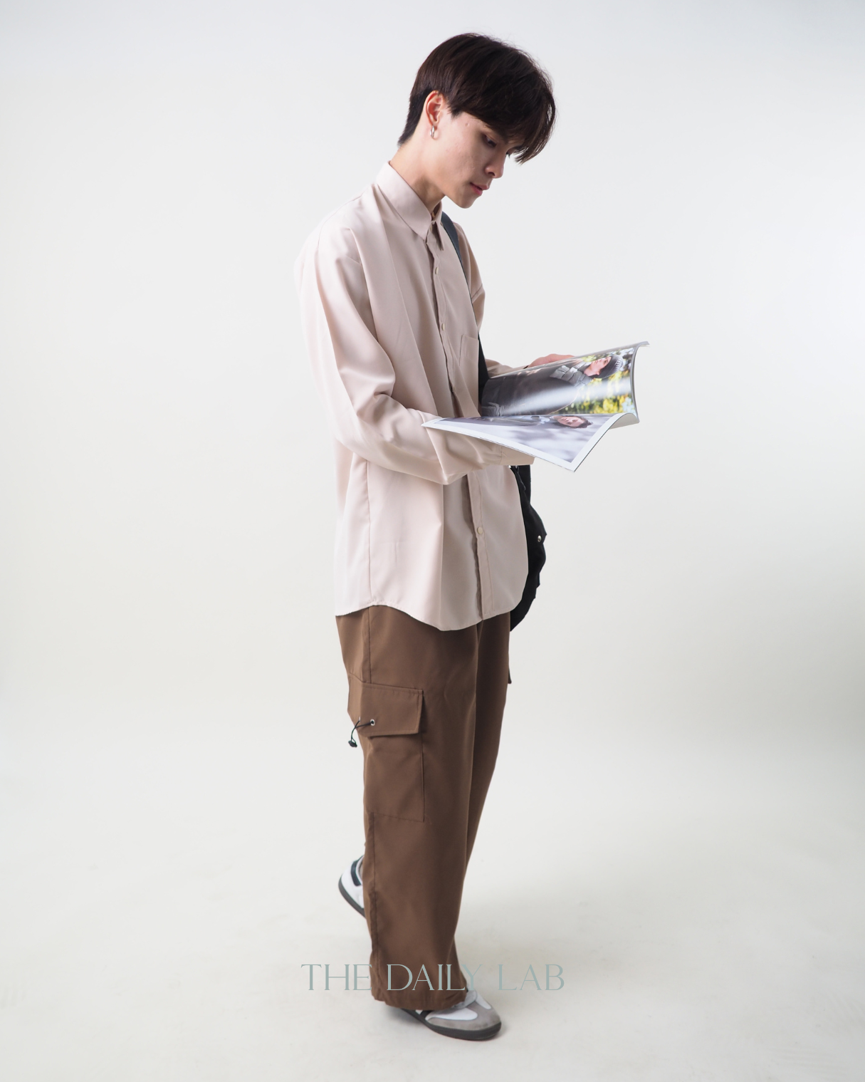 Buttoned Oversized Shirt in Beige