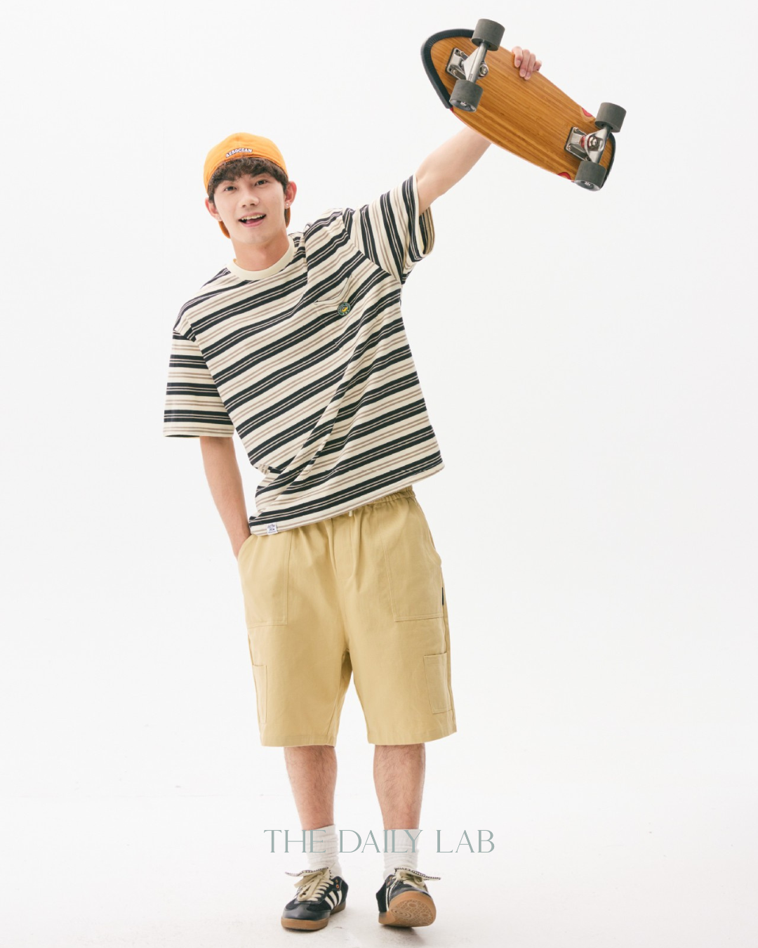 Teen Streetwear Striped Loose Fit Tee in Black/White