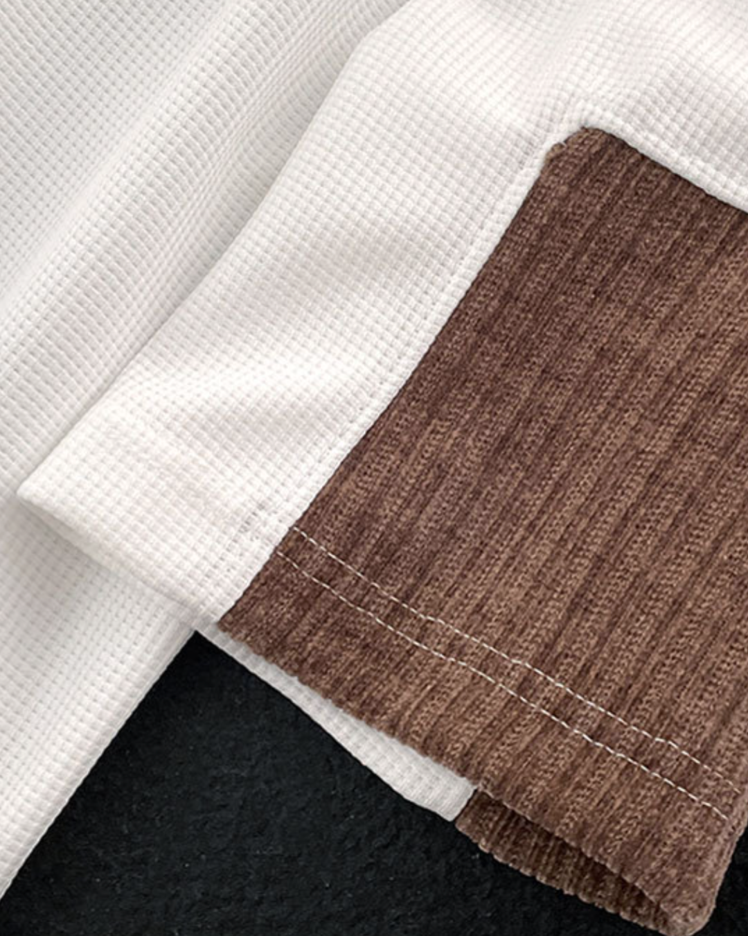 Waffle Half-Zip Collar Shirt in White (Size M)