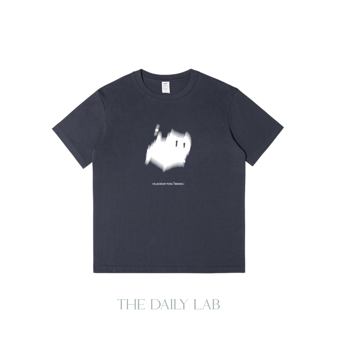 230G Black Cat Pixel Cotton Tee