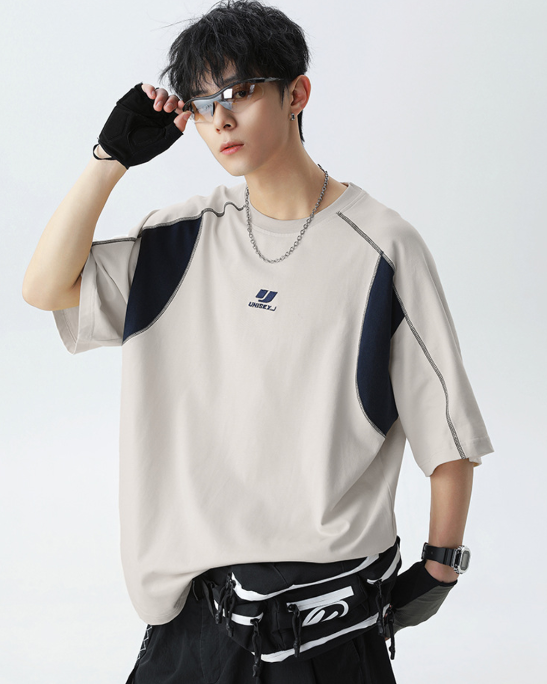J Patchwork Relaxed Tee in Khaki (In-Stock)