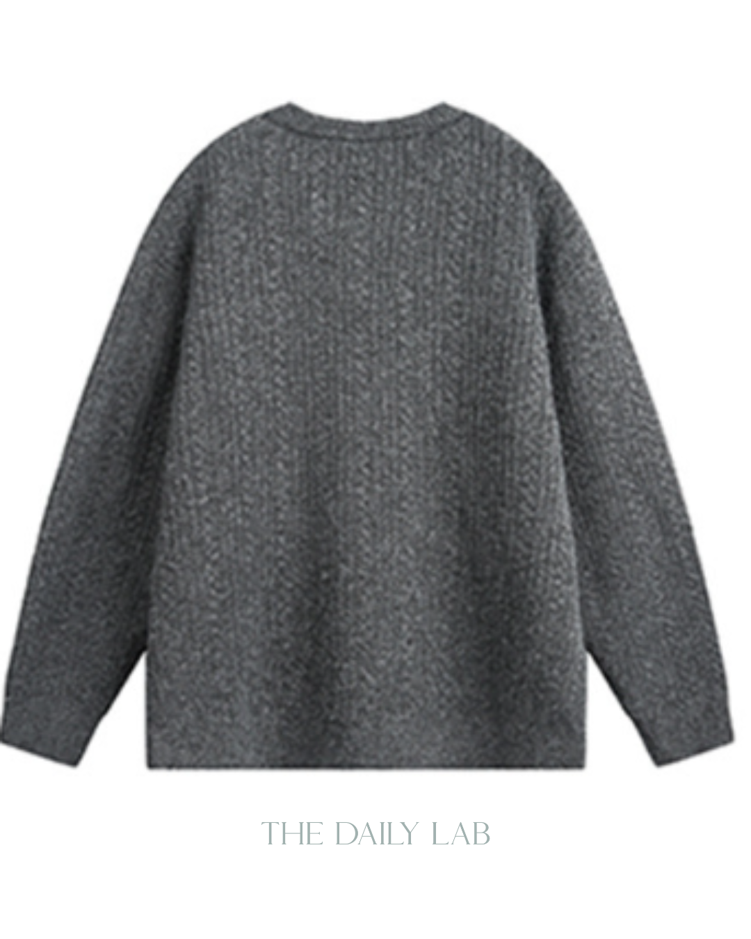 Oversized V-Neck Knit Sweater in Grey