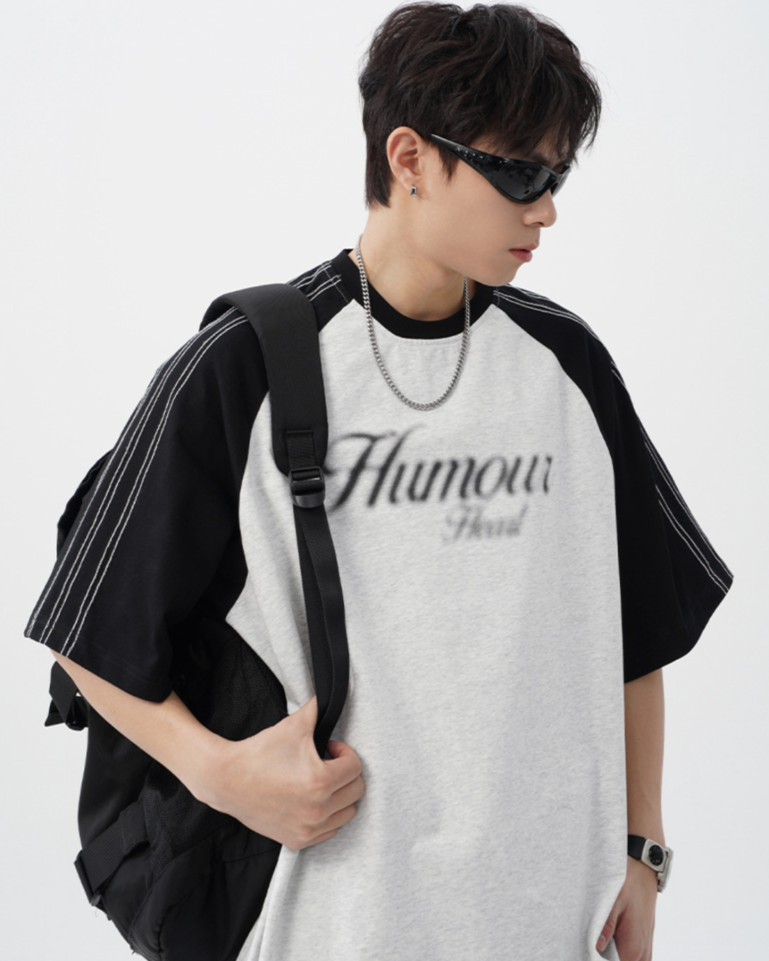 Humour Cotton Tee in Light Grey