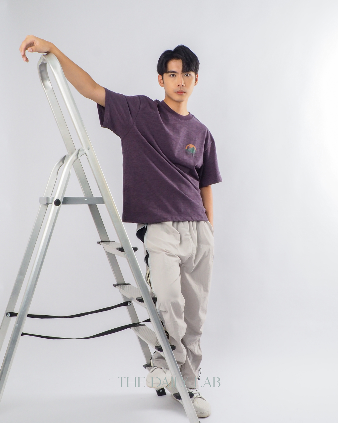 Trendy Striped Paratrooper Pants in Grey