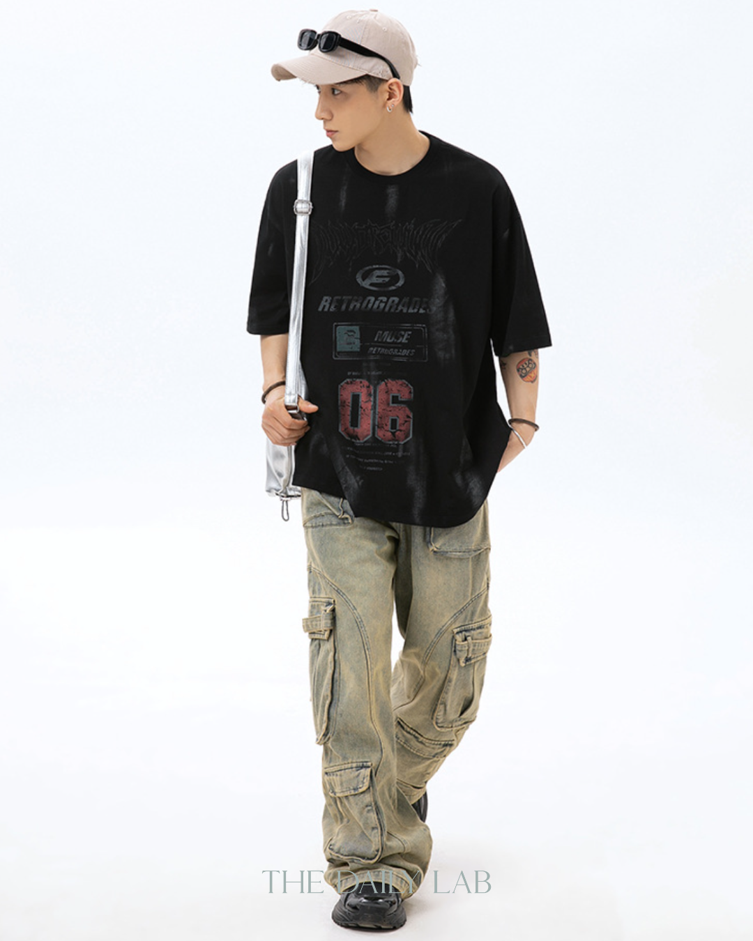 F Alphabet Cotton Tee in Black