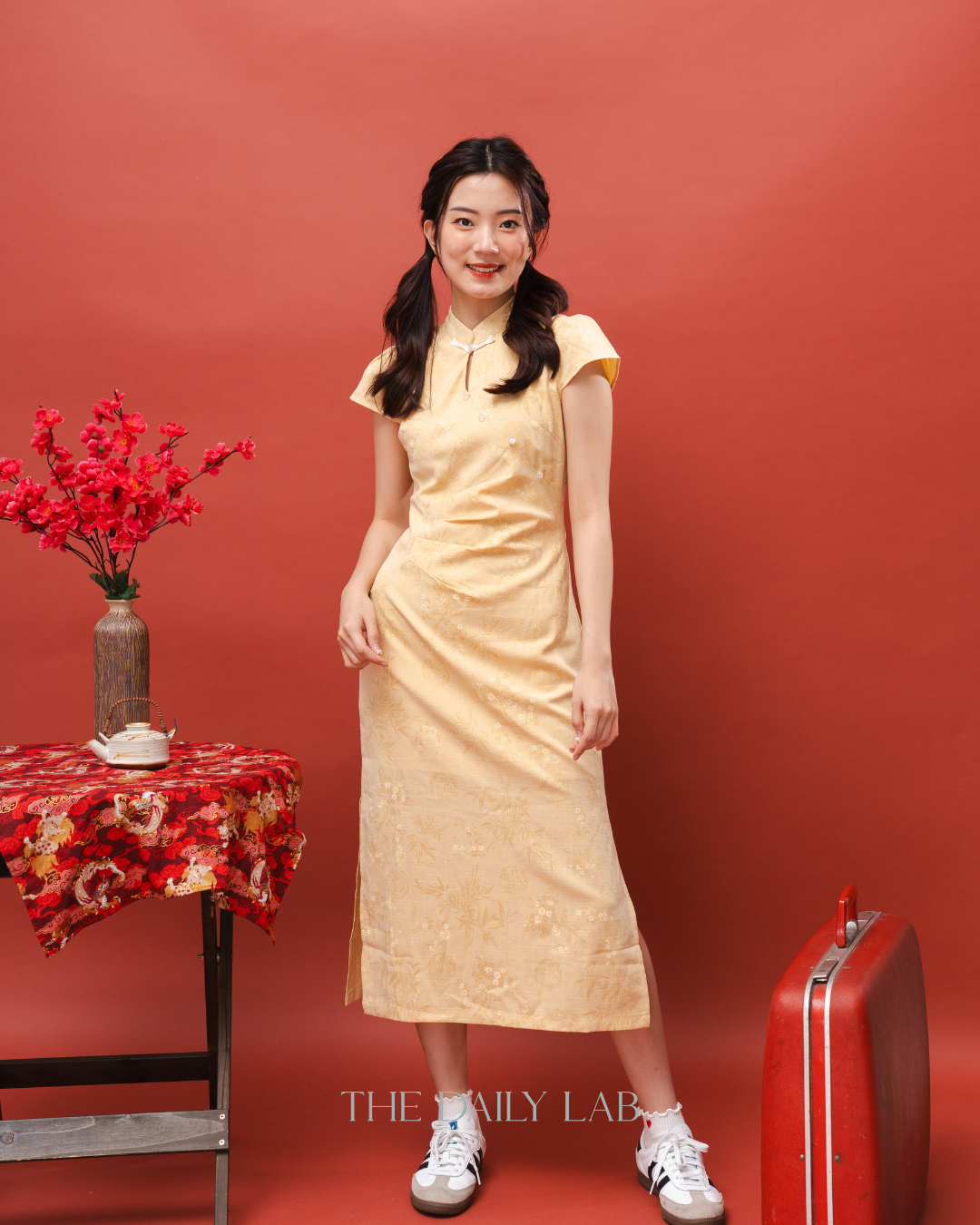 Yellow Floral Midi Dress