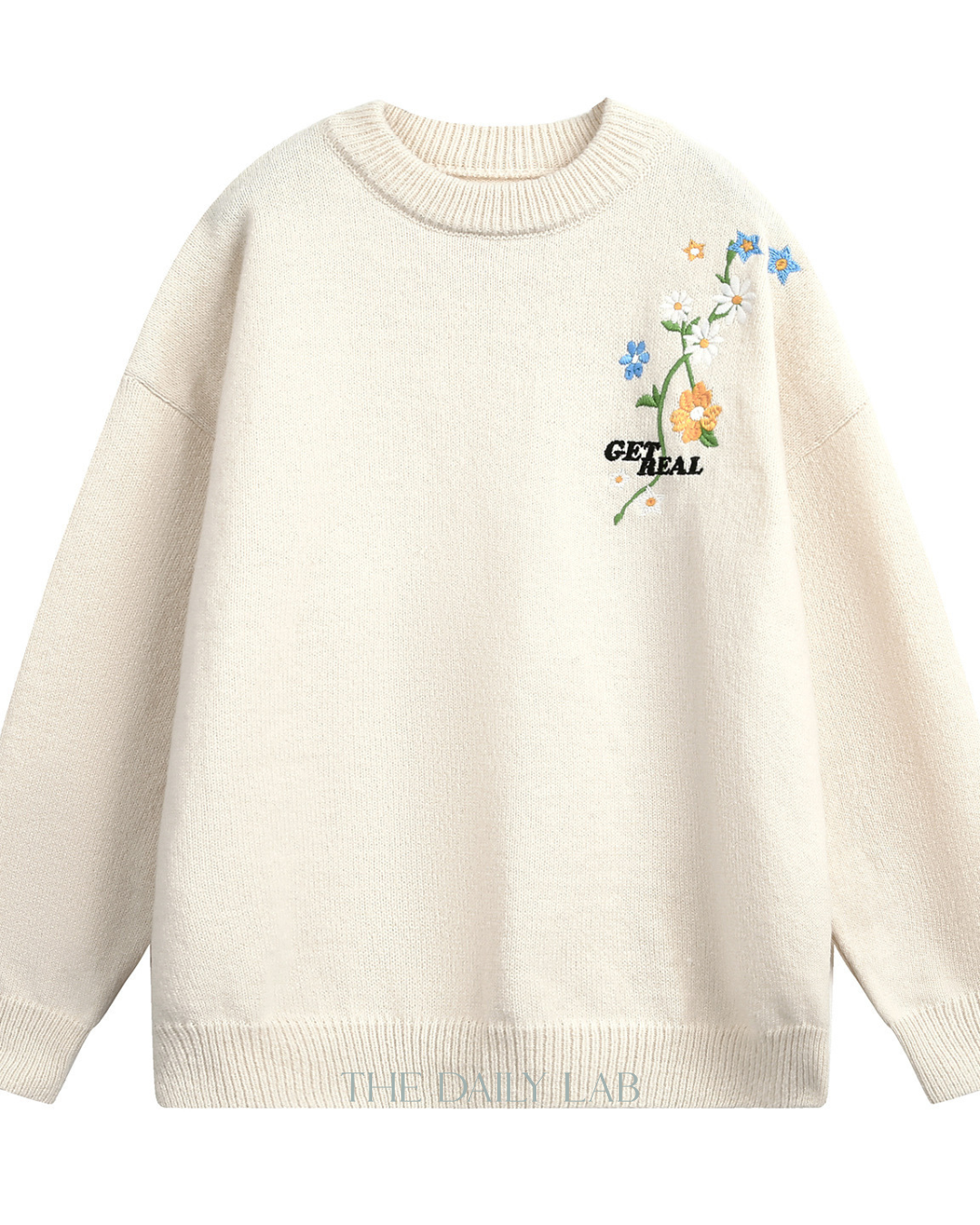 Loose-Fitting Pullover Knit Sweater in White
