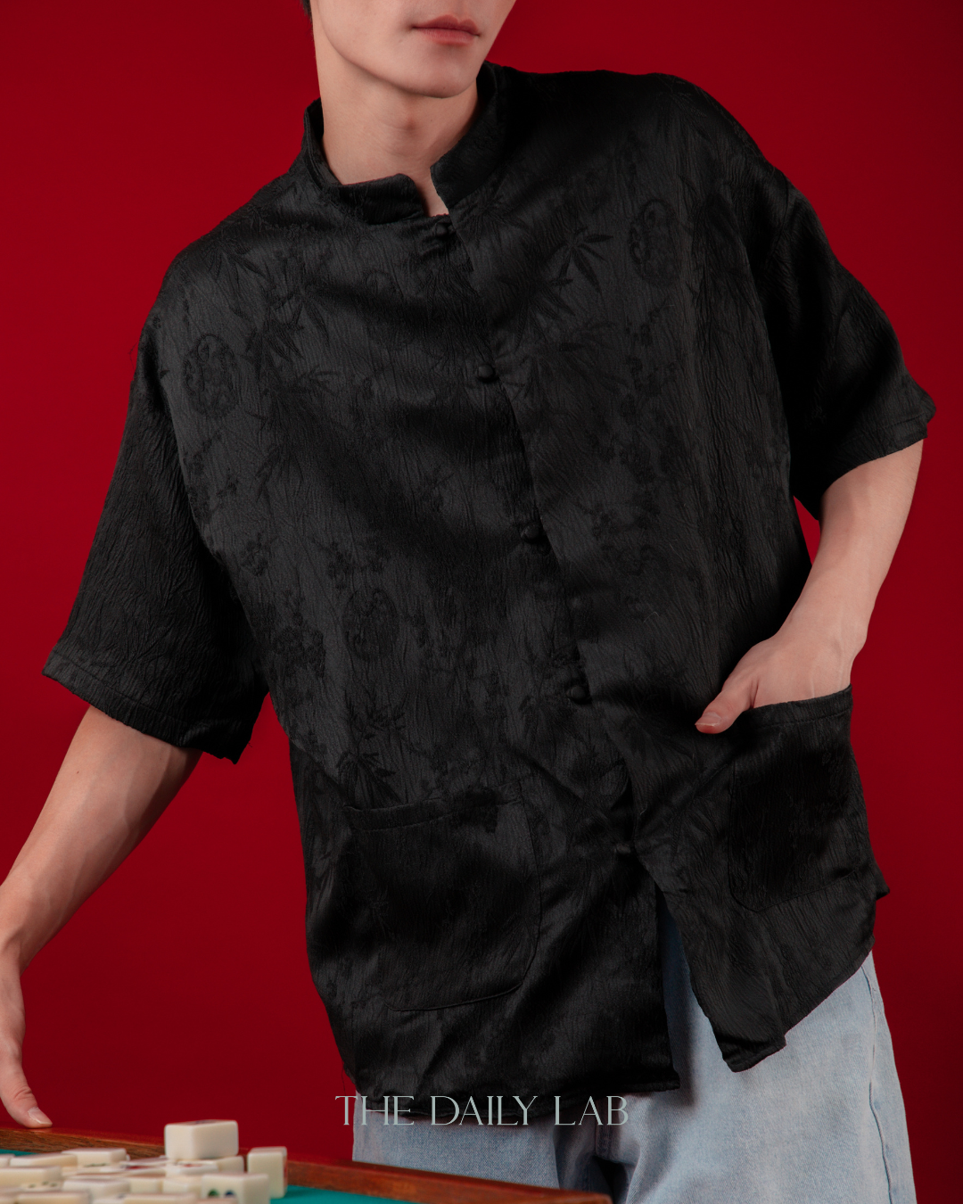 Bamboo Bloom Tang Shirt in Black