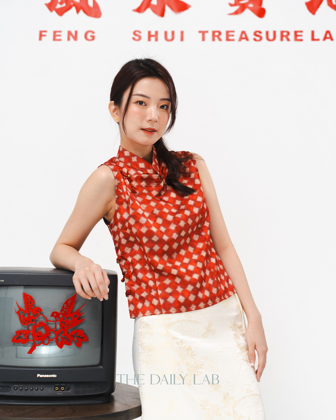 Crimson Brocade Oriental Top