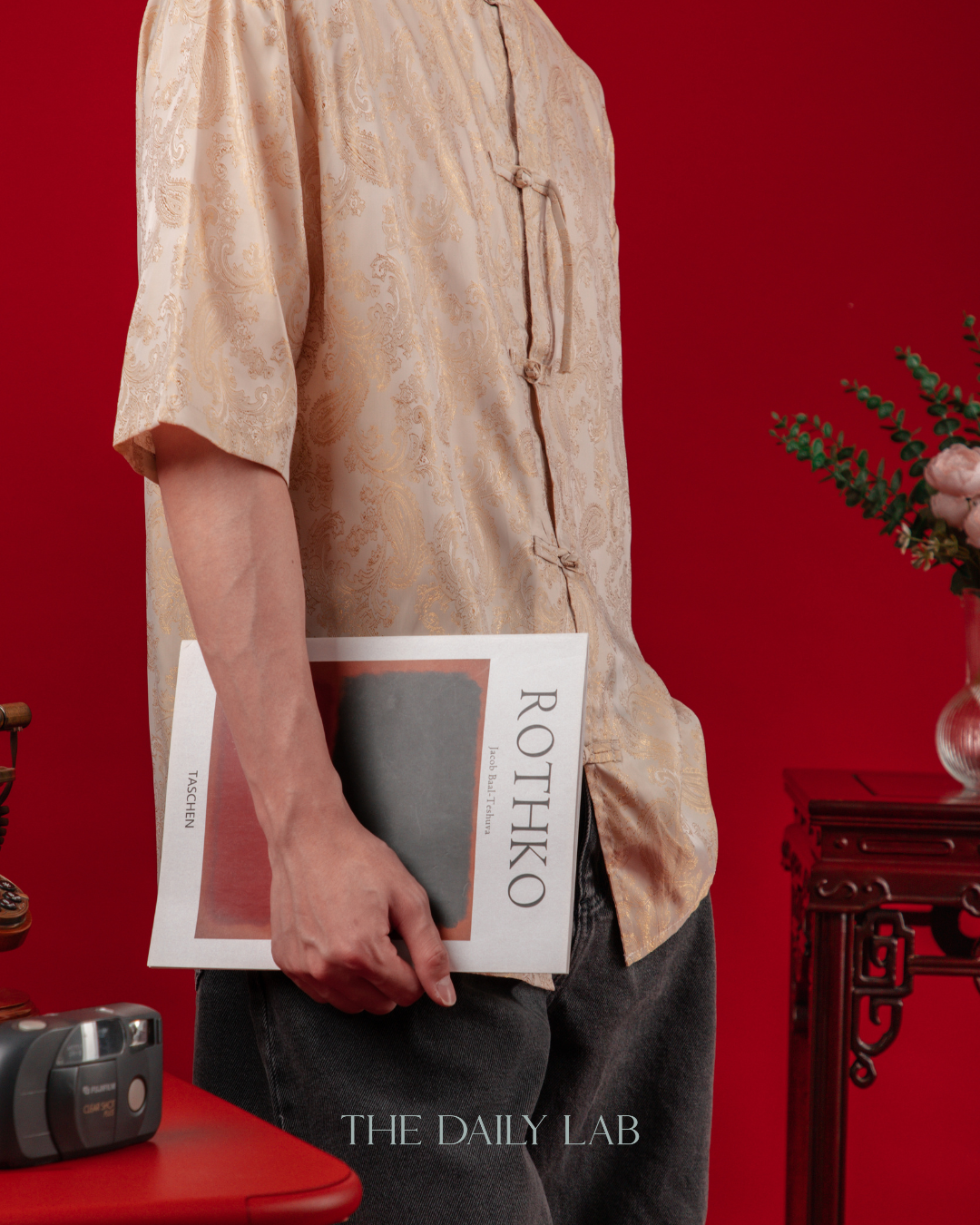 Chinese Style Phoenix Jacquard Shirt in Yellow