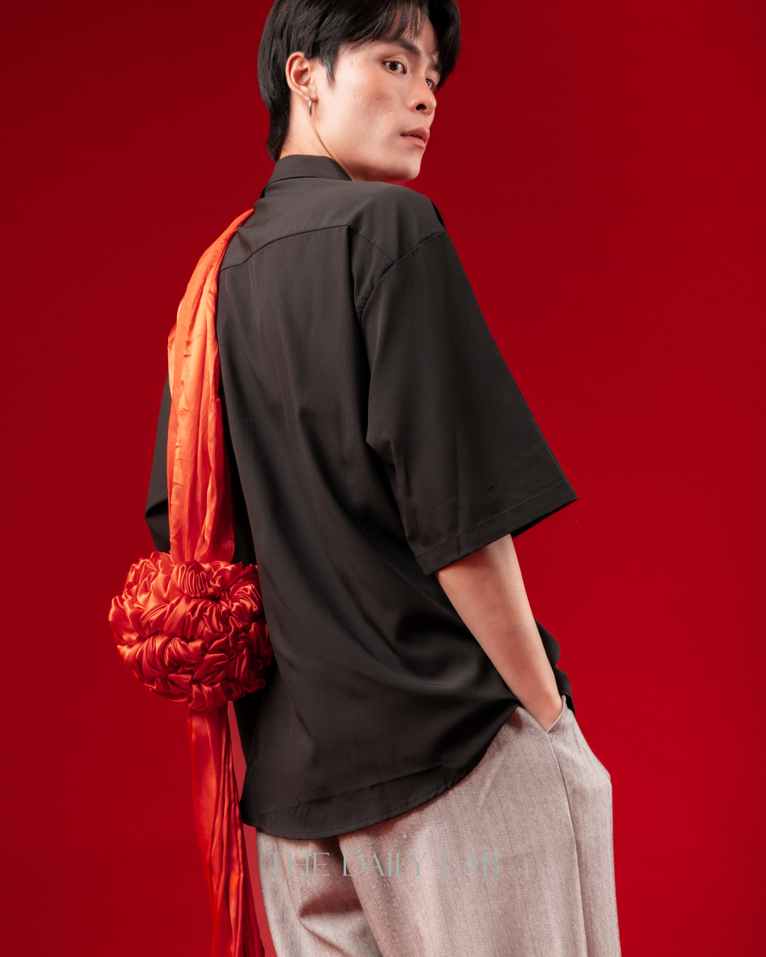 Embroidered Bamboo Chinese Shirt in Black