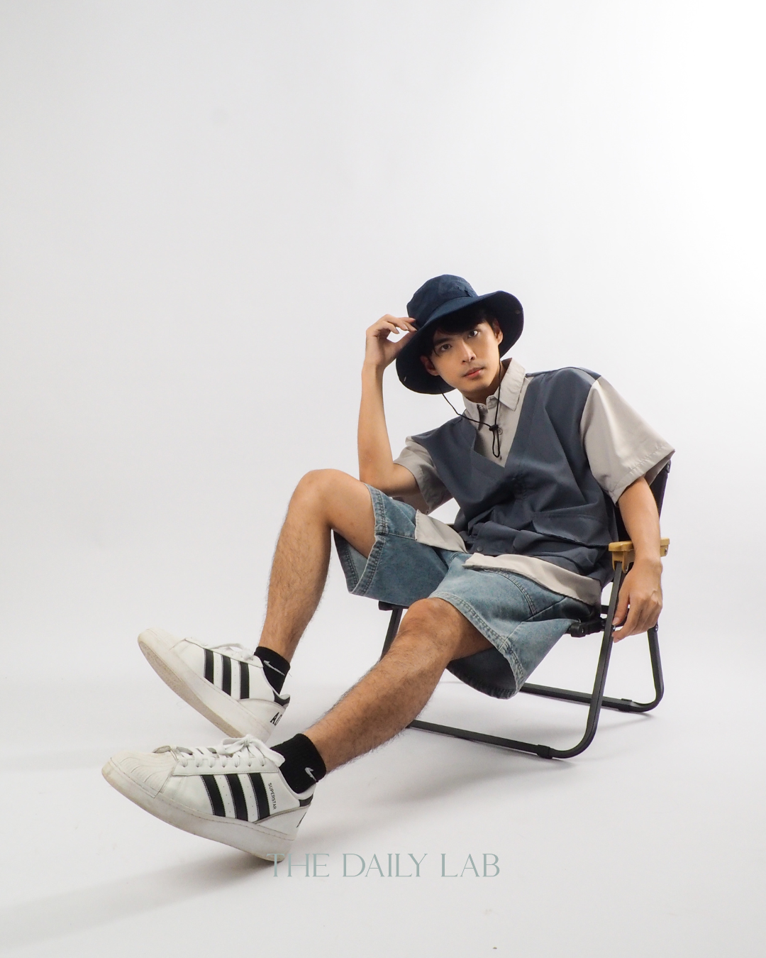Japanese Techwear Layered Shirt in Navy