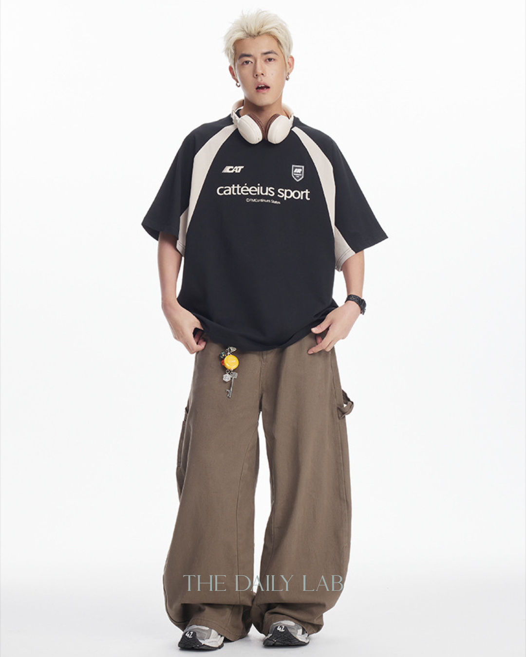 Catteeius Sport Print Cotton Tee in Black