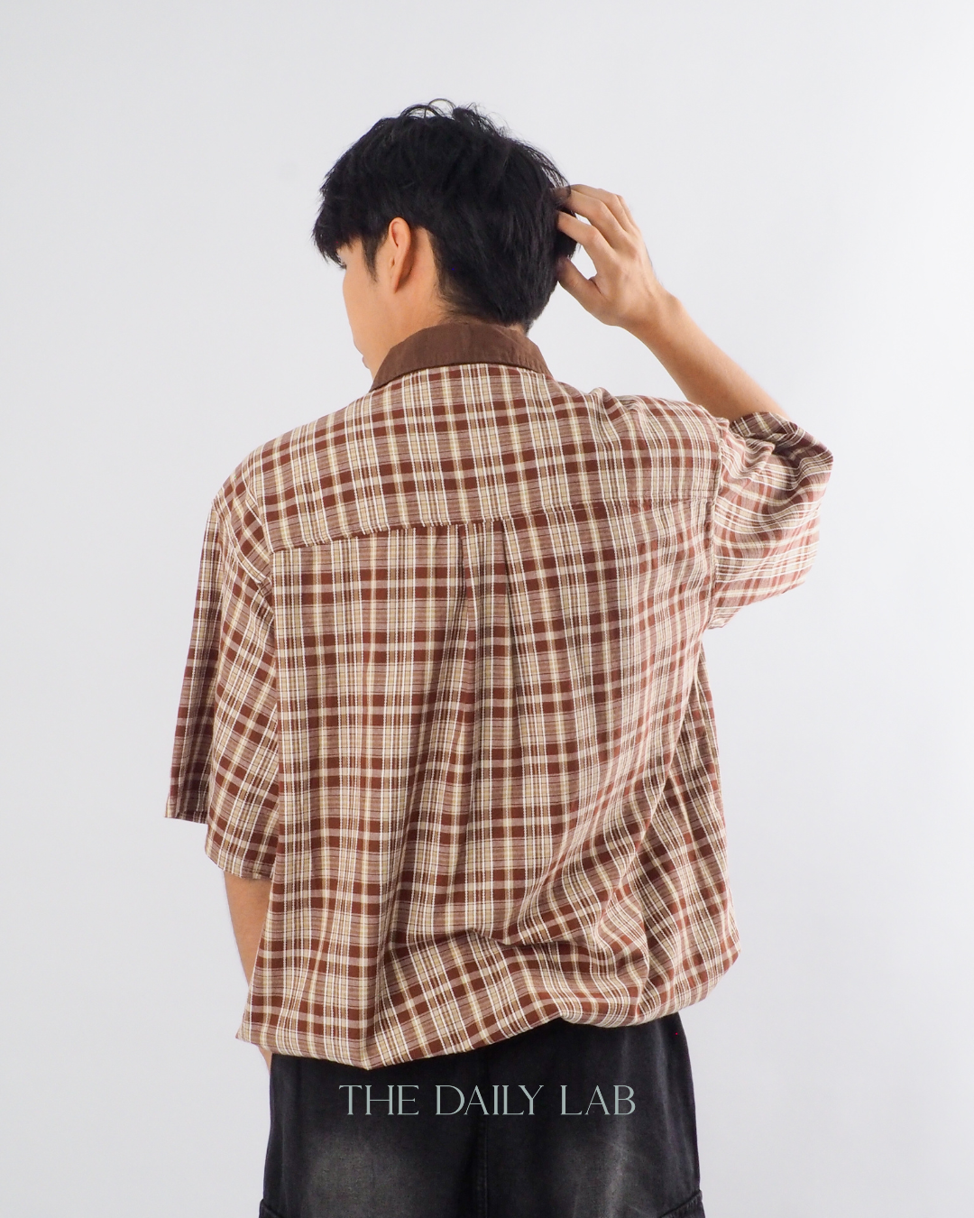 American Streetwear Patchwork Shirt in Brown