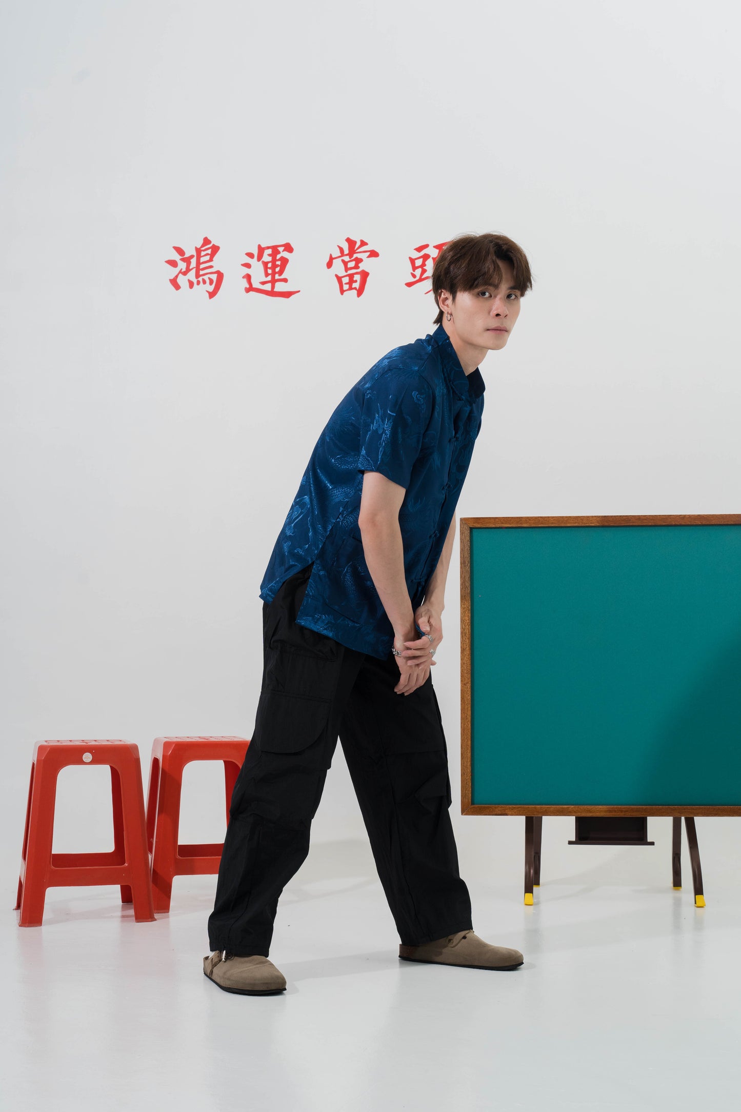 Vintage Chinese Dragon Tang Suit in Blue