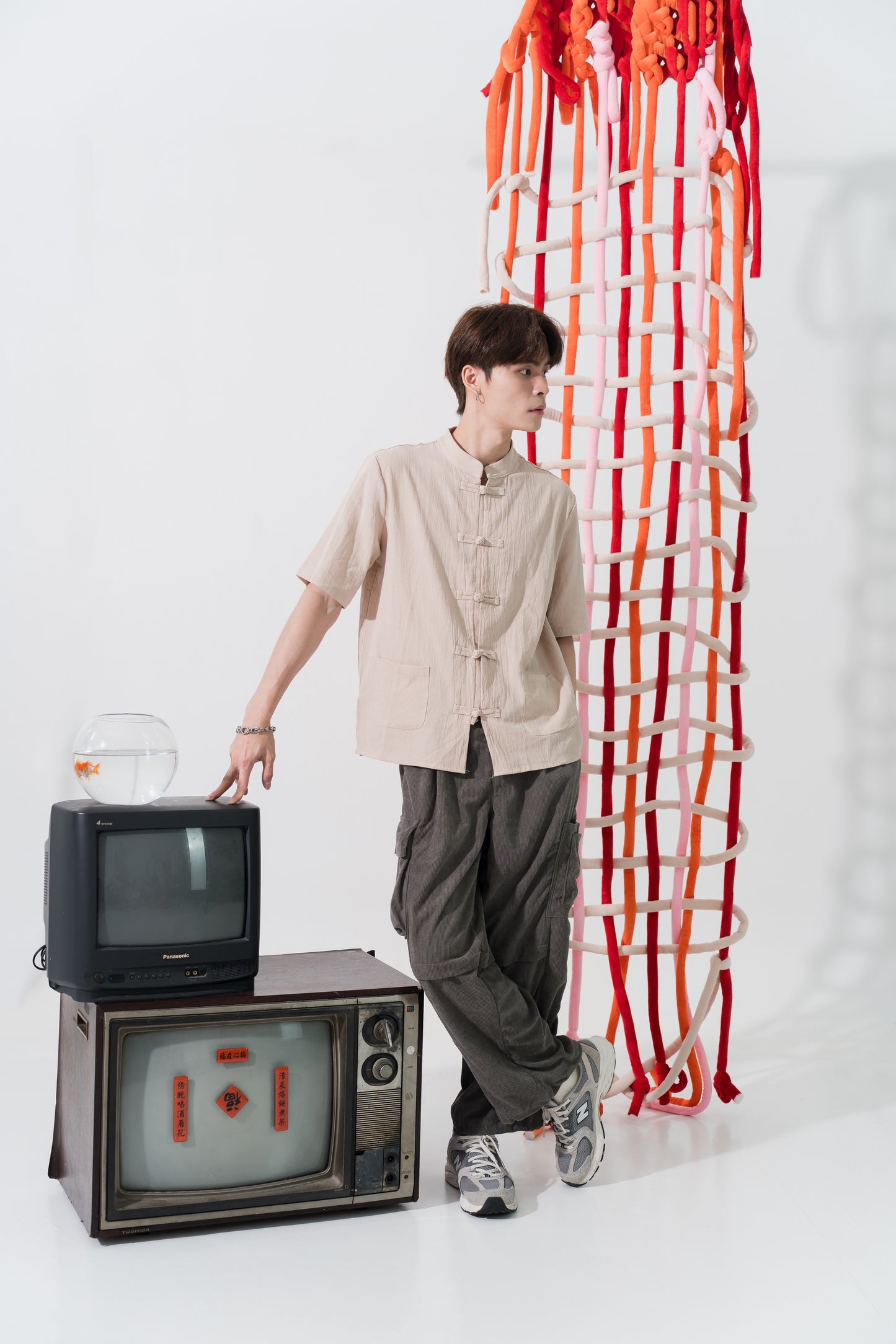 Linen Cotton Pankou Tang Suit in Beige