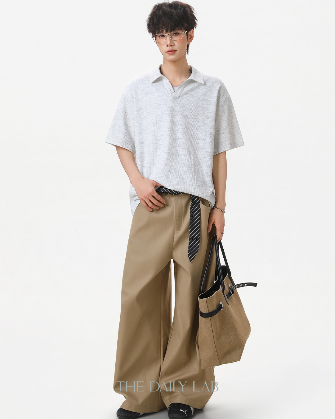 Clean Fit Knit Polo Shirt in Grey