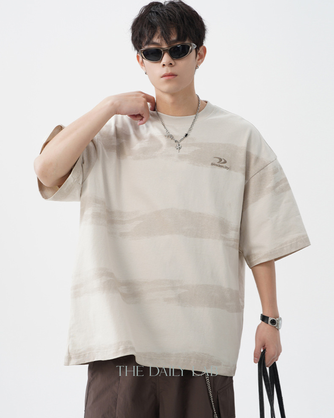 Tie-Dye Striped Vintage Tee in Khaki