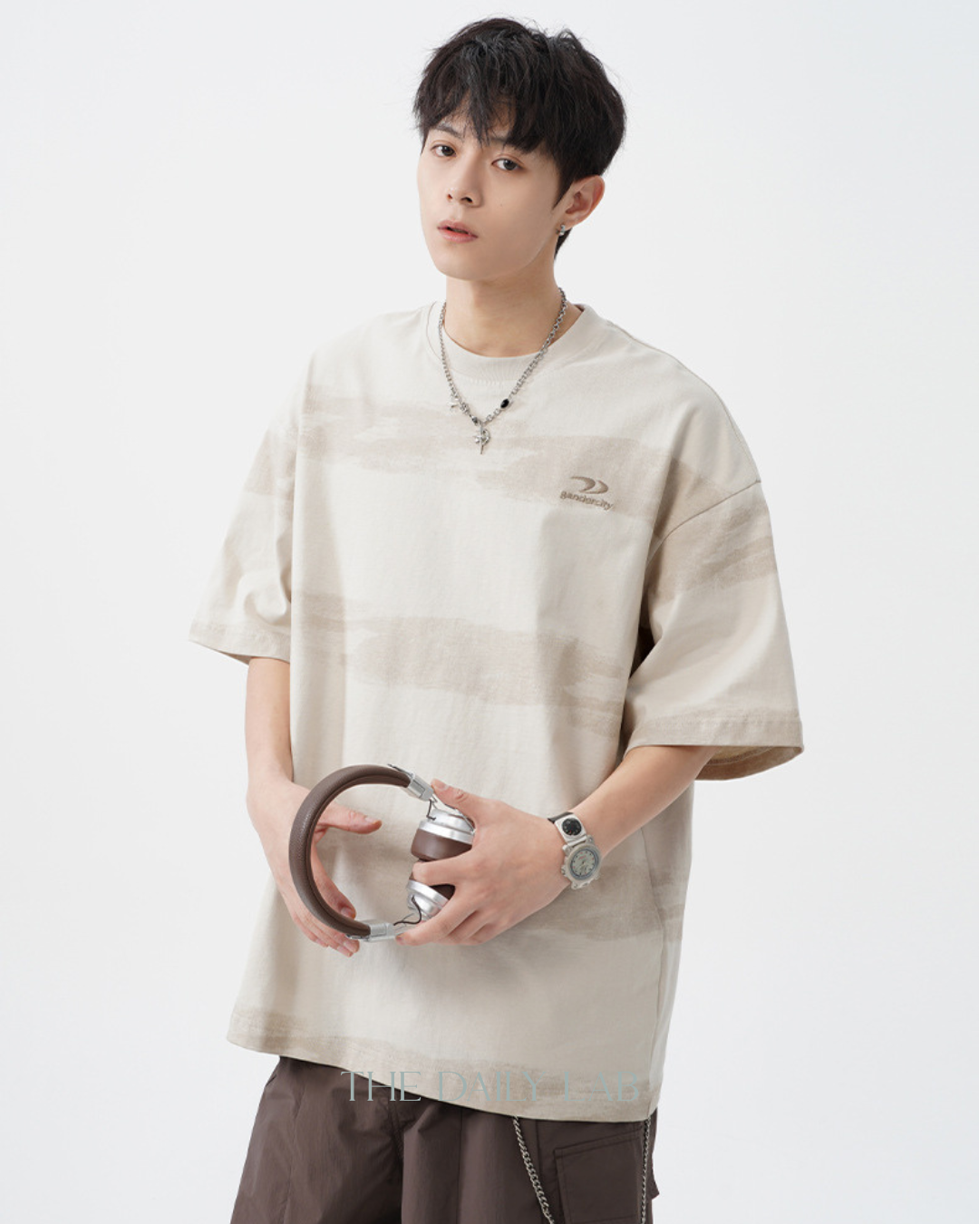 Tie-Dye Striped Vintage Tee in Khaki