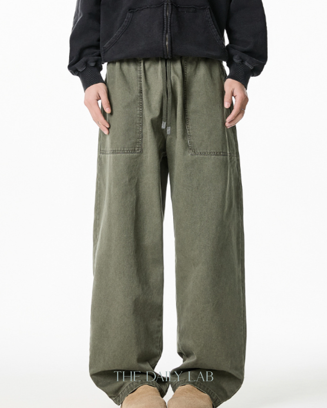 Vintage Workwear Washed Cargo Pants in Washed Green