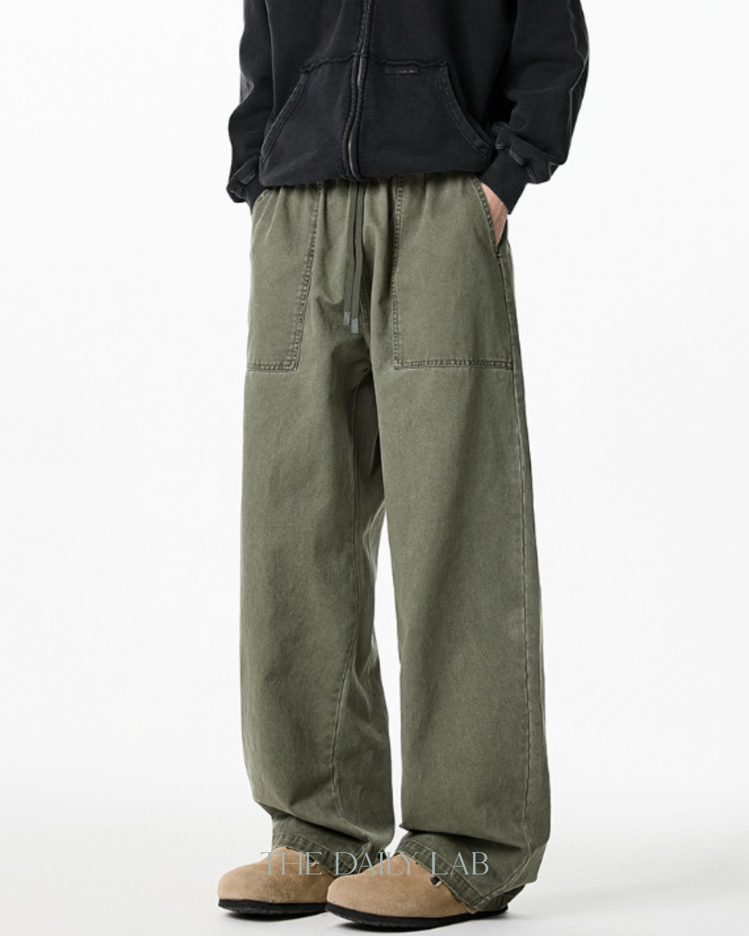 Vintage Workwear Washed Cargo Pants in Washed Green