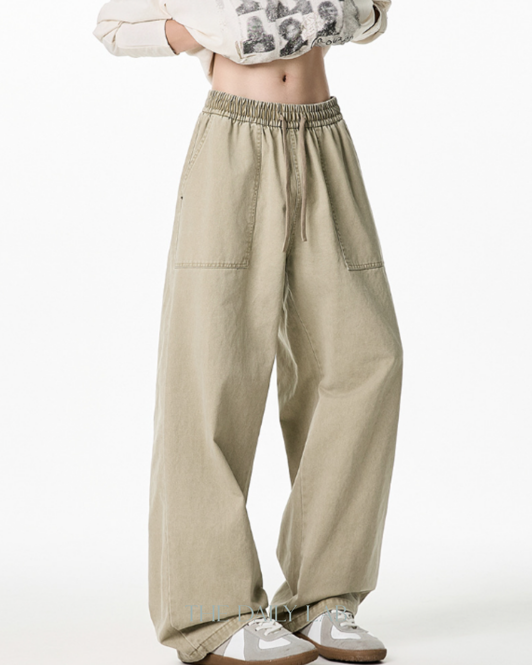 Vintage Workwear Washed Cargo Pants in Khaki