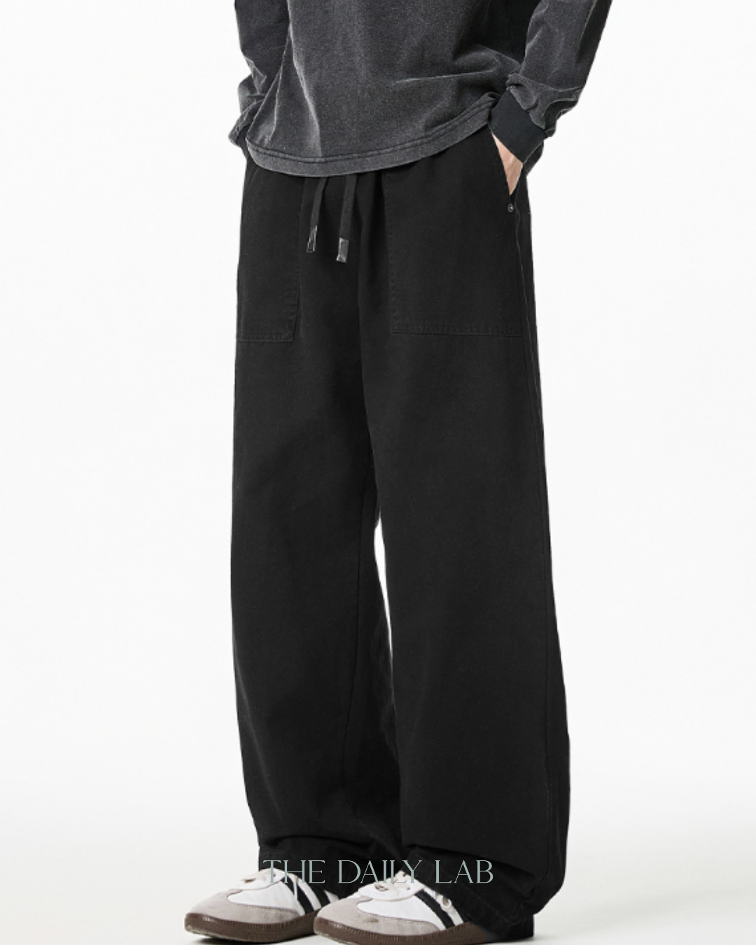 Vintage Workwear Washed Cargo Pants in Black