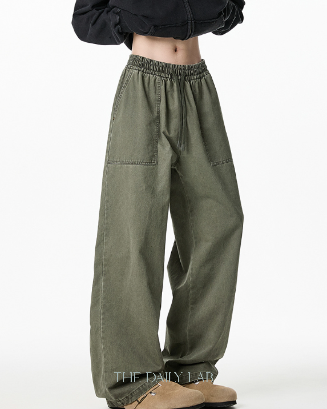 Vintage Workwear Washed Cargo Pants in Washed Green