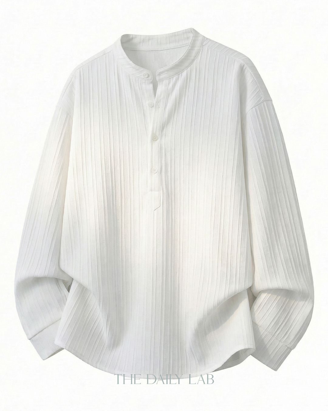 Textured Half-Placket Shirt in White