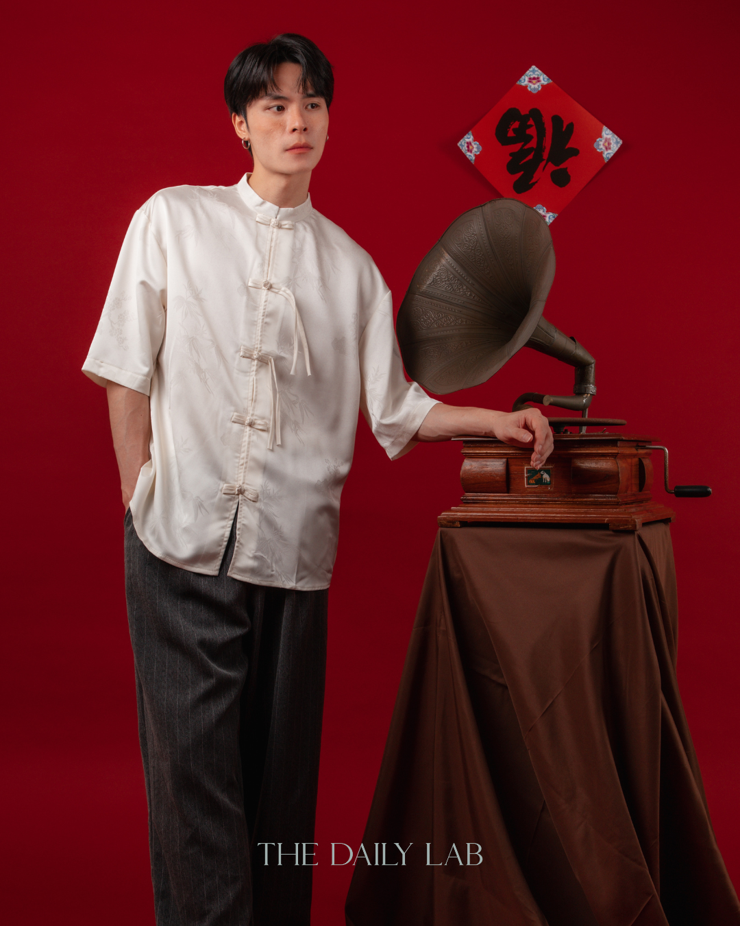 Vintage Mandarin Collar Coat in Beige