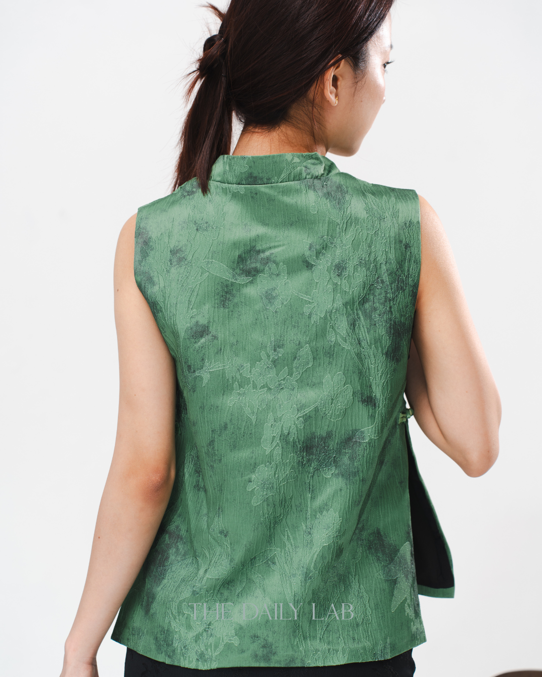 Green Embroidered Jacquard Vest
