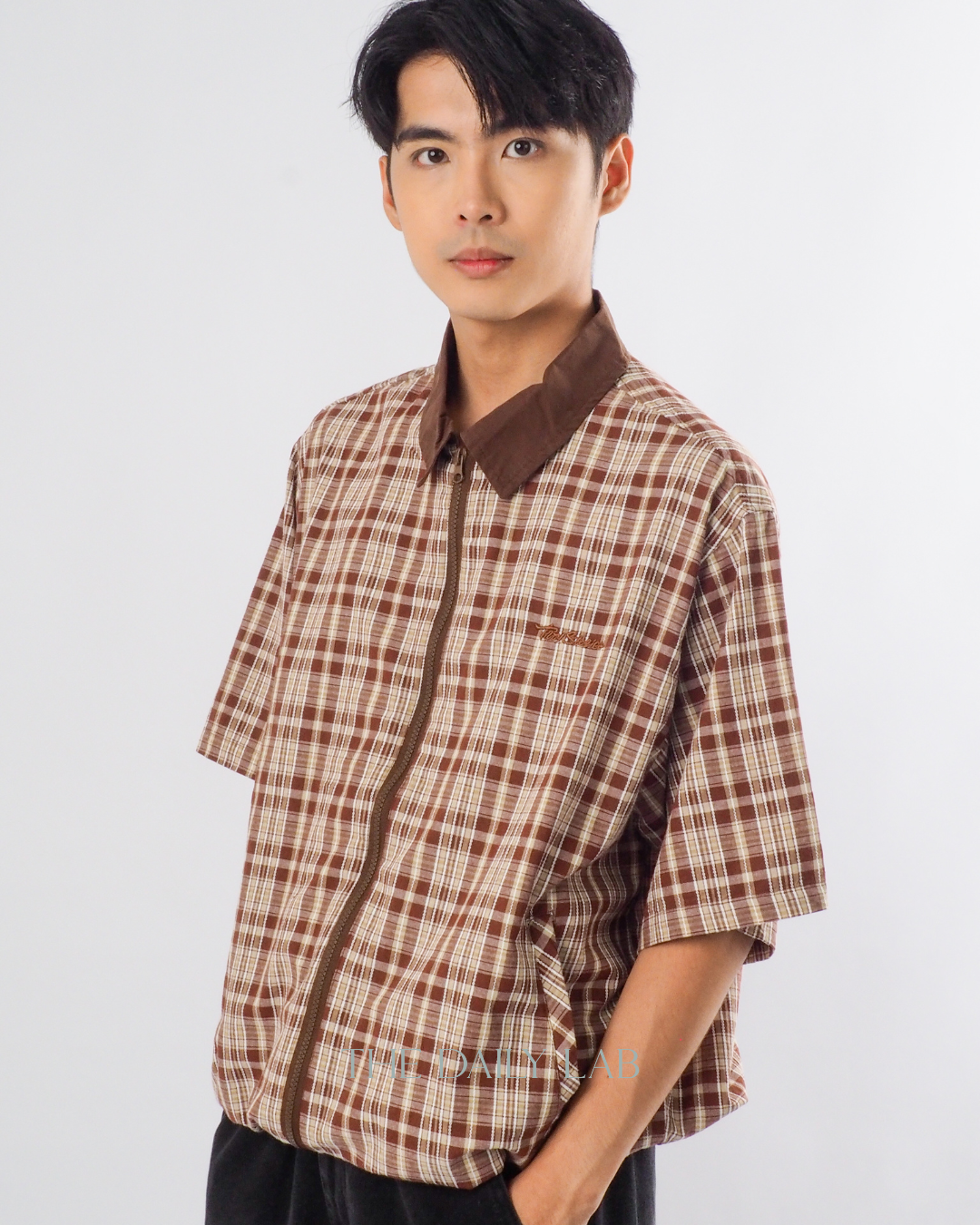 American Streetwear Patchwork Shirt in Brown