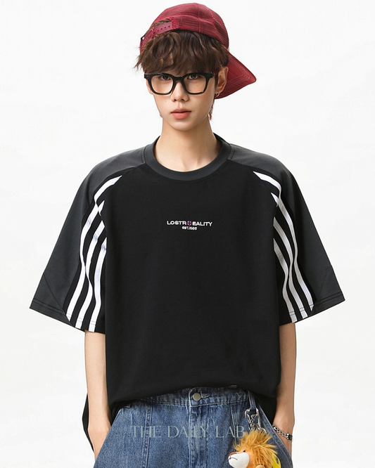 Lost Reality Vintage Raglan Tee in Black