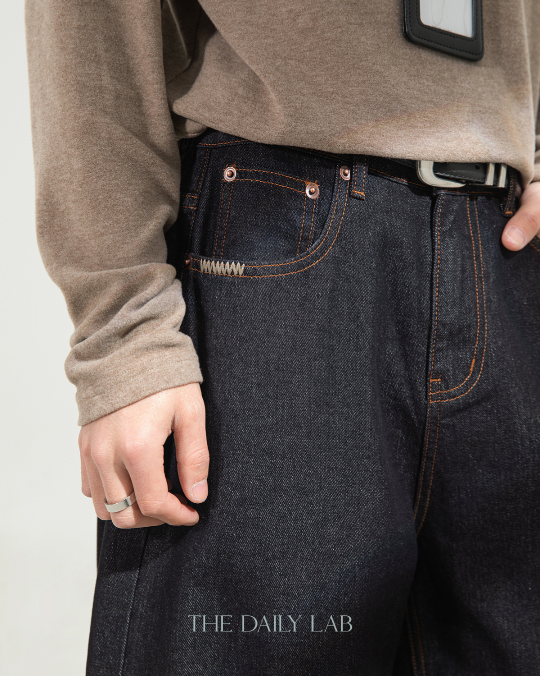 Raw Black Denim Straight Pants