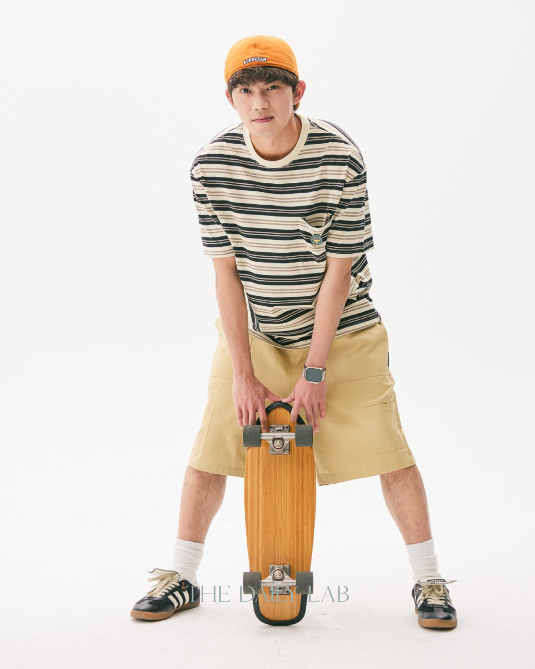 Teen Streetwear Striped Loose Fit Tee in Black/White
