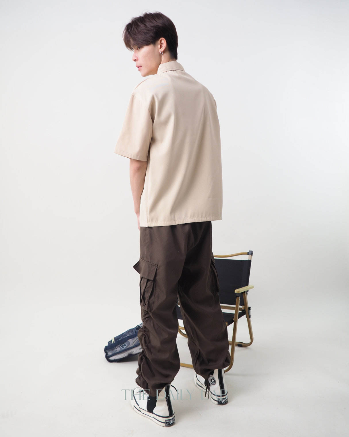 Cargo Pocketed Tee in Beige