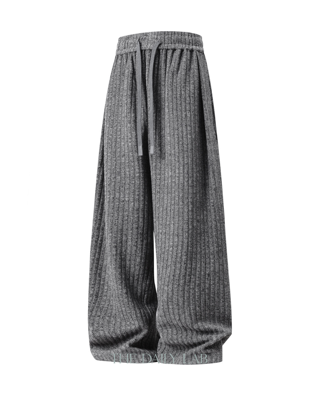Textured Fleece Loose-fit Draped Casual Pants In Dark Grey