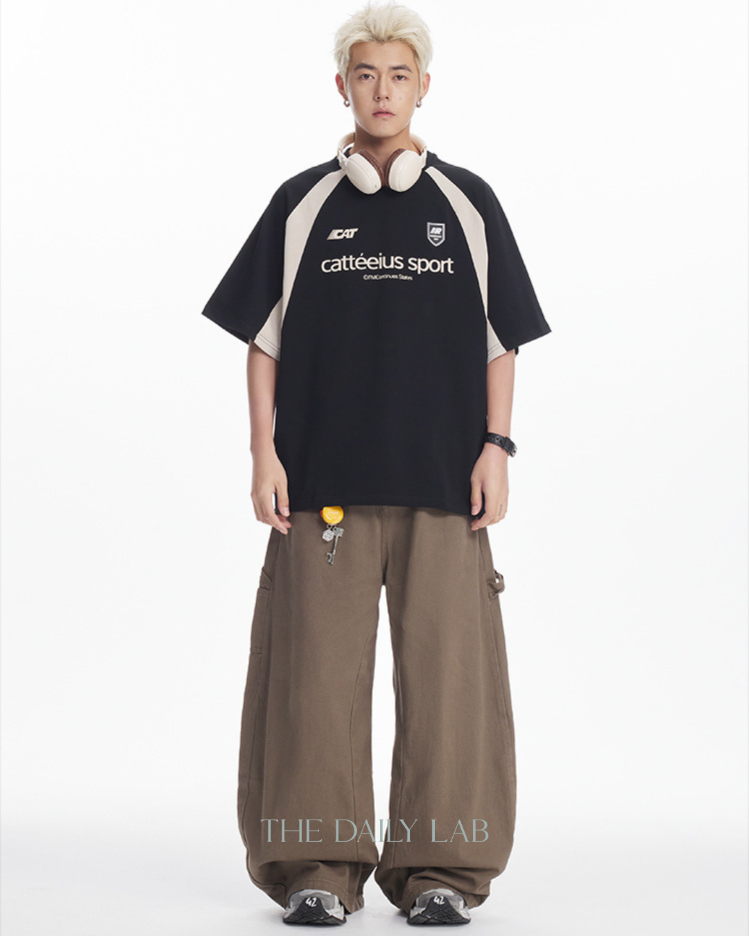 Catteeius Sport Print Cotton Tee in Black