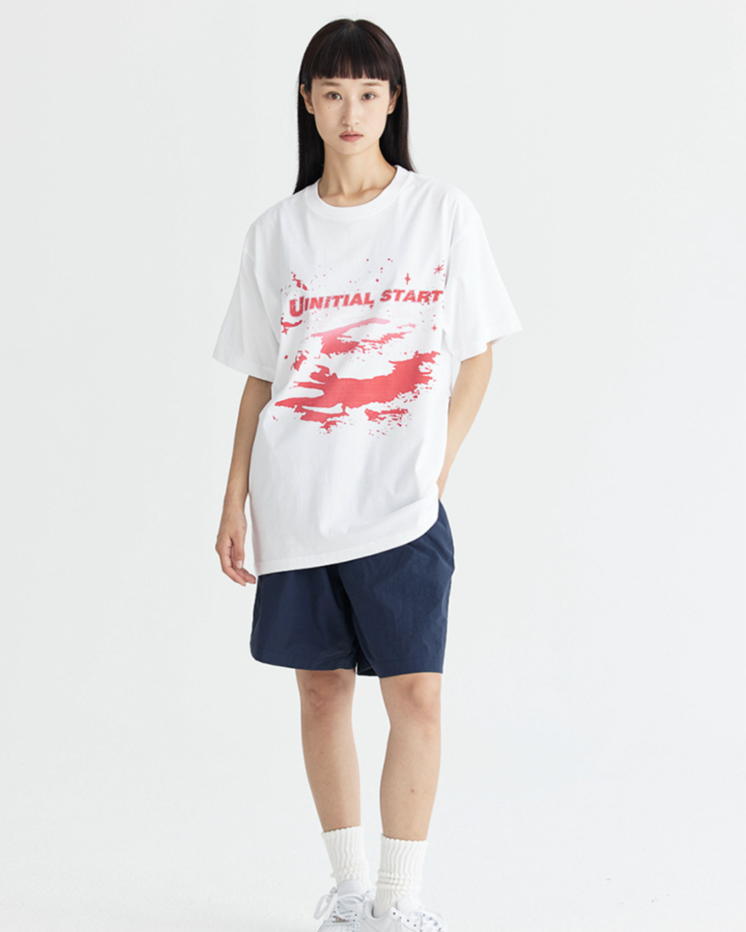 U Initial Tee in White