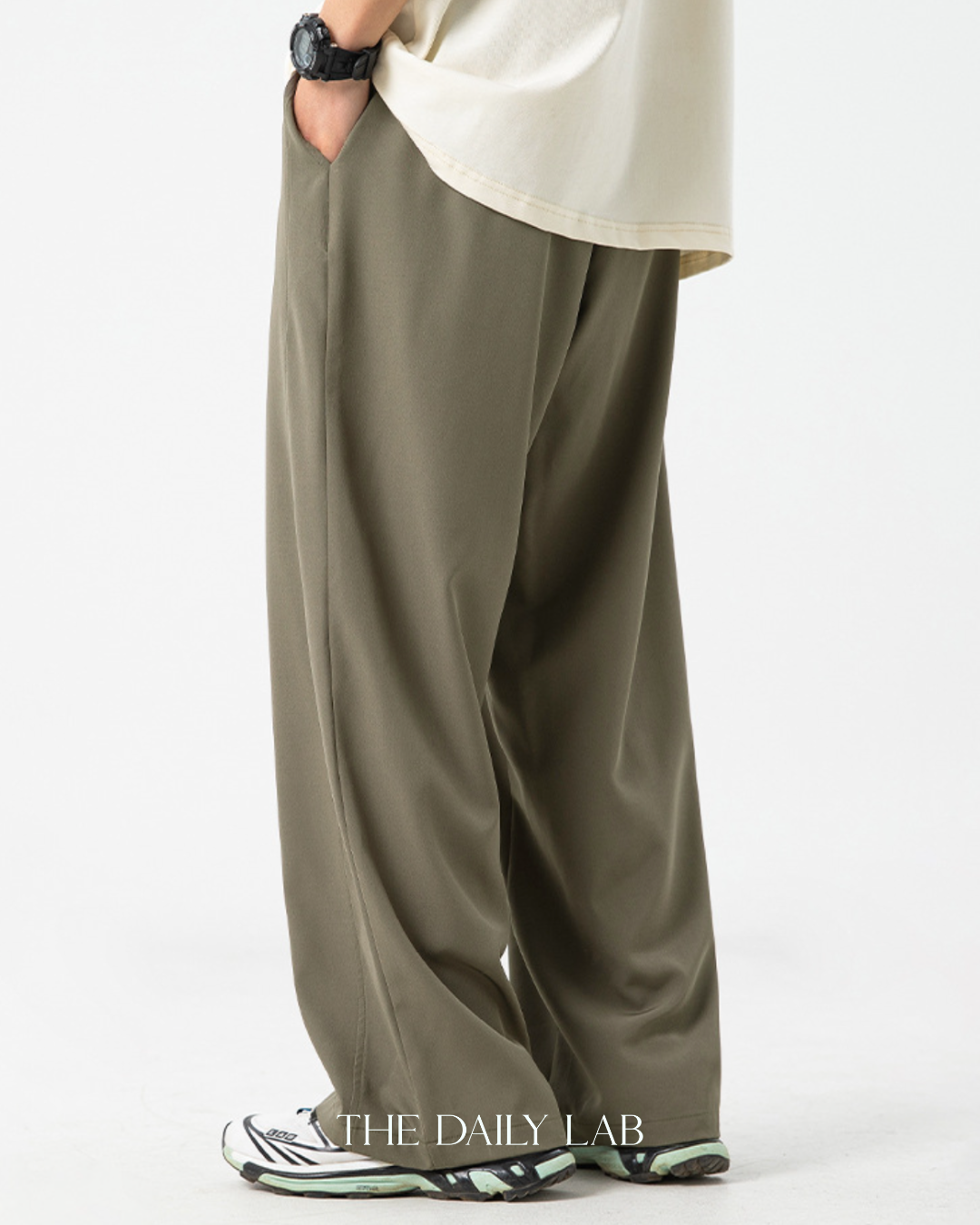 Pocketed Wide Straight Pants in Green