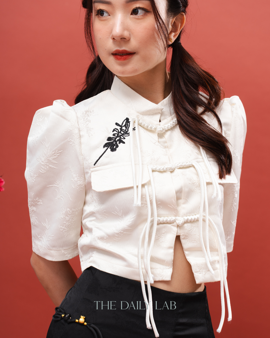 Floral Embroidered Tang Blouse