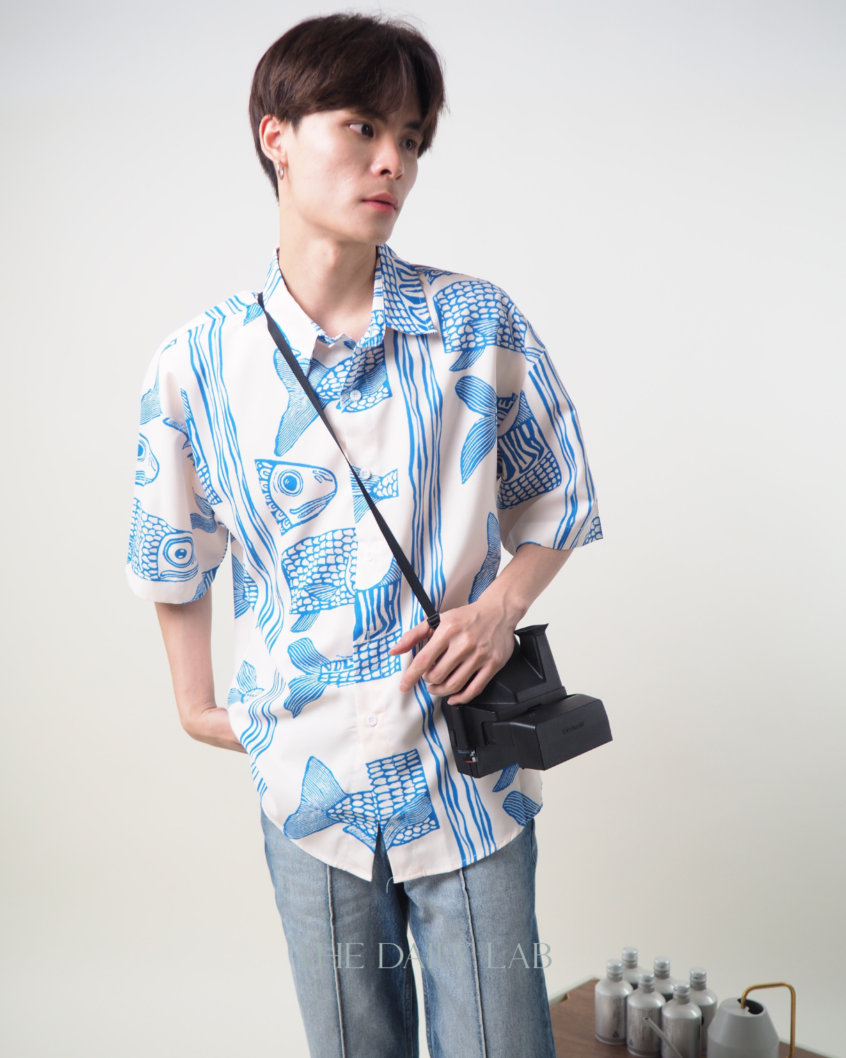 Fish Buttoned Shirt in Blue