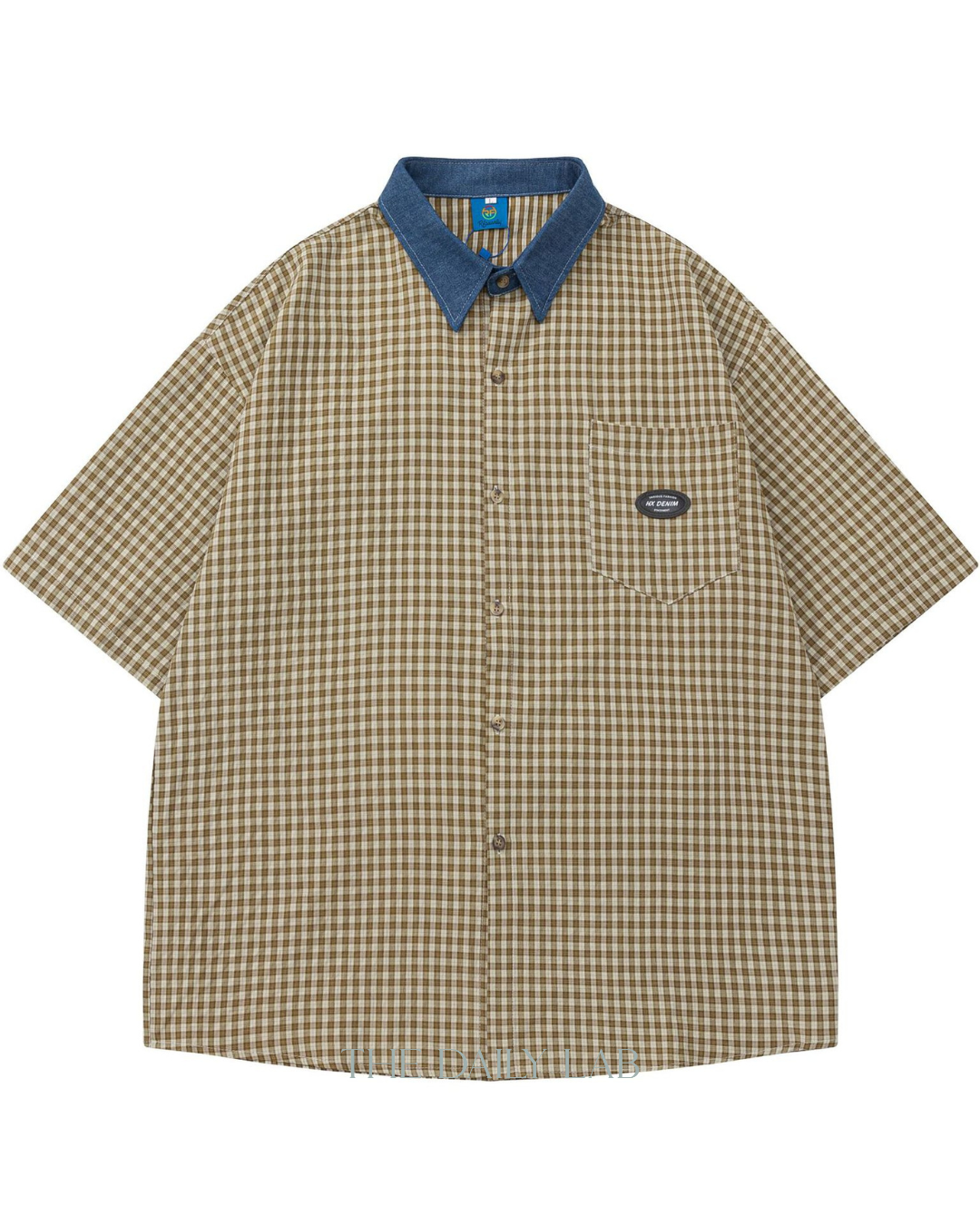 Japanese Vintage Plaid Denim Shirt in Yellow