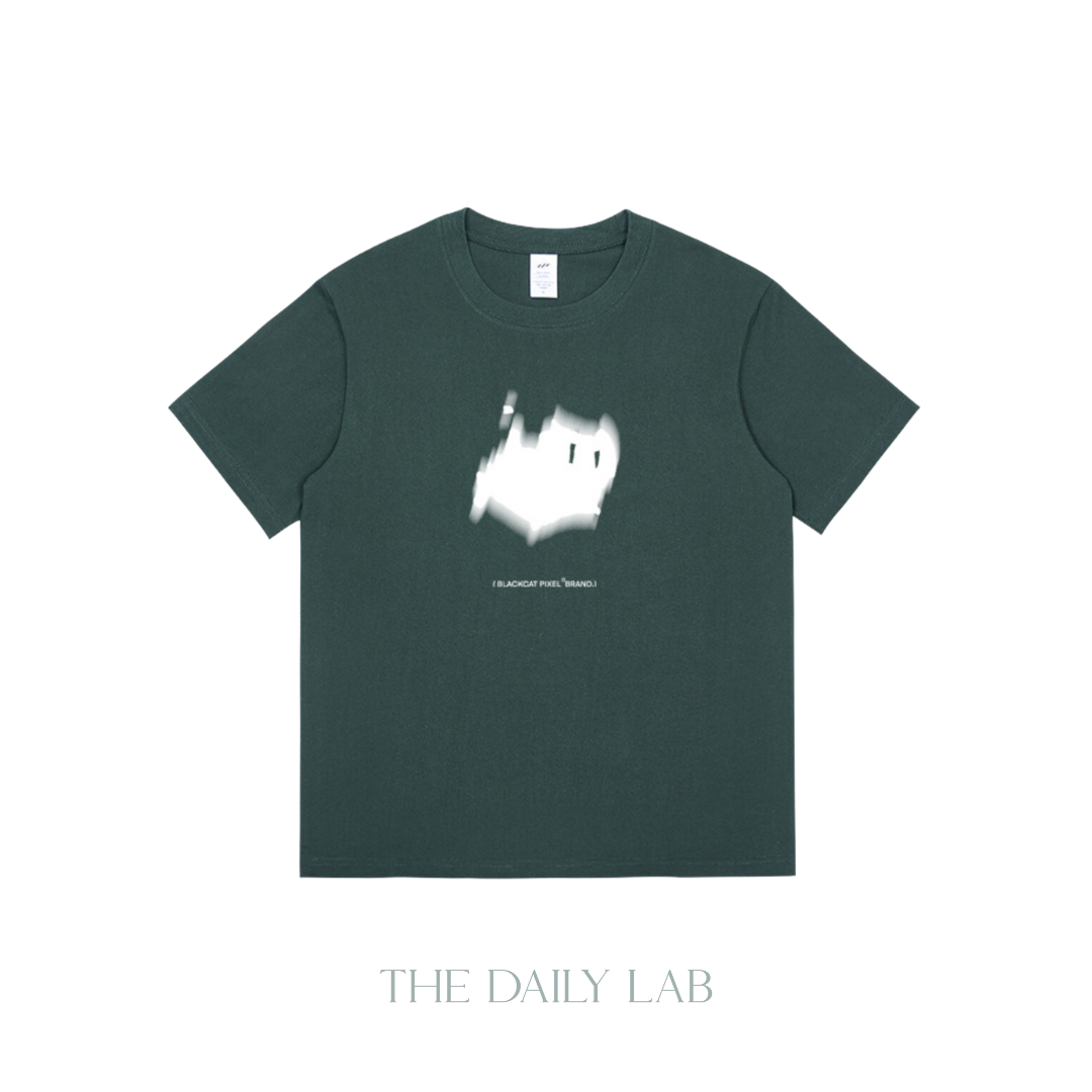 230G Black Cat Pixel Cotton Tee