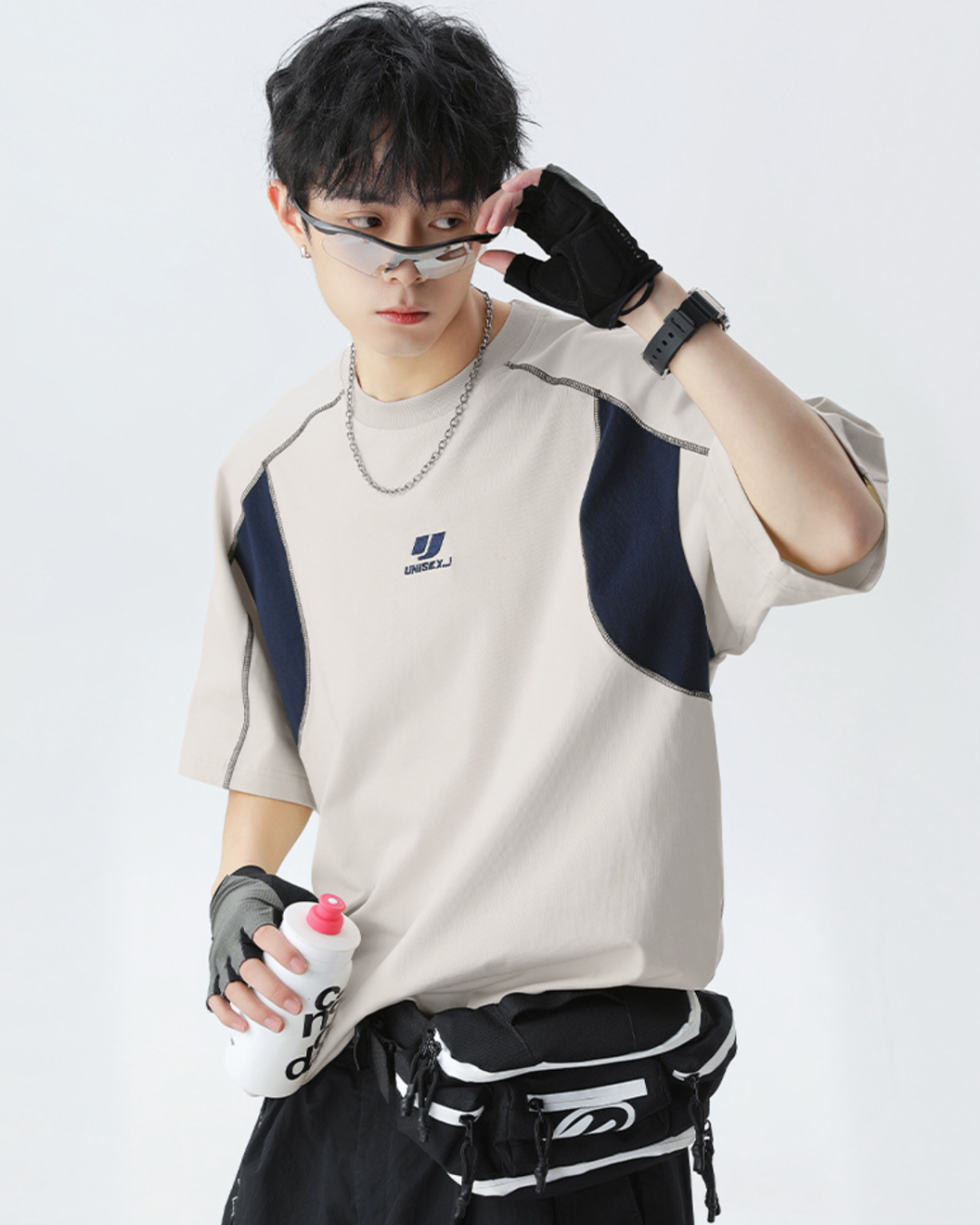 J Patchwork Relaxed Tee in Khaki (In-Stock)