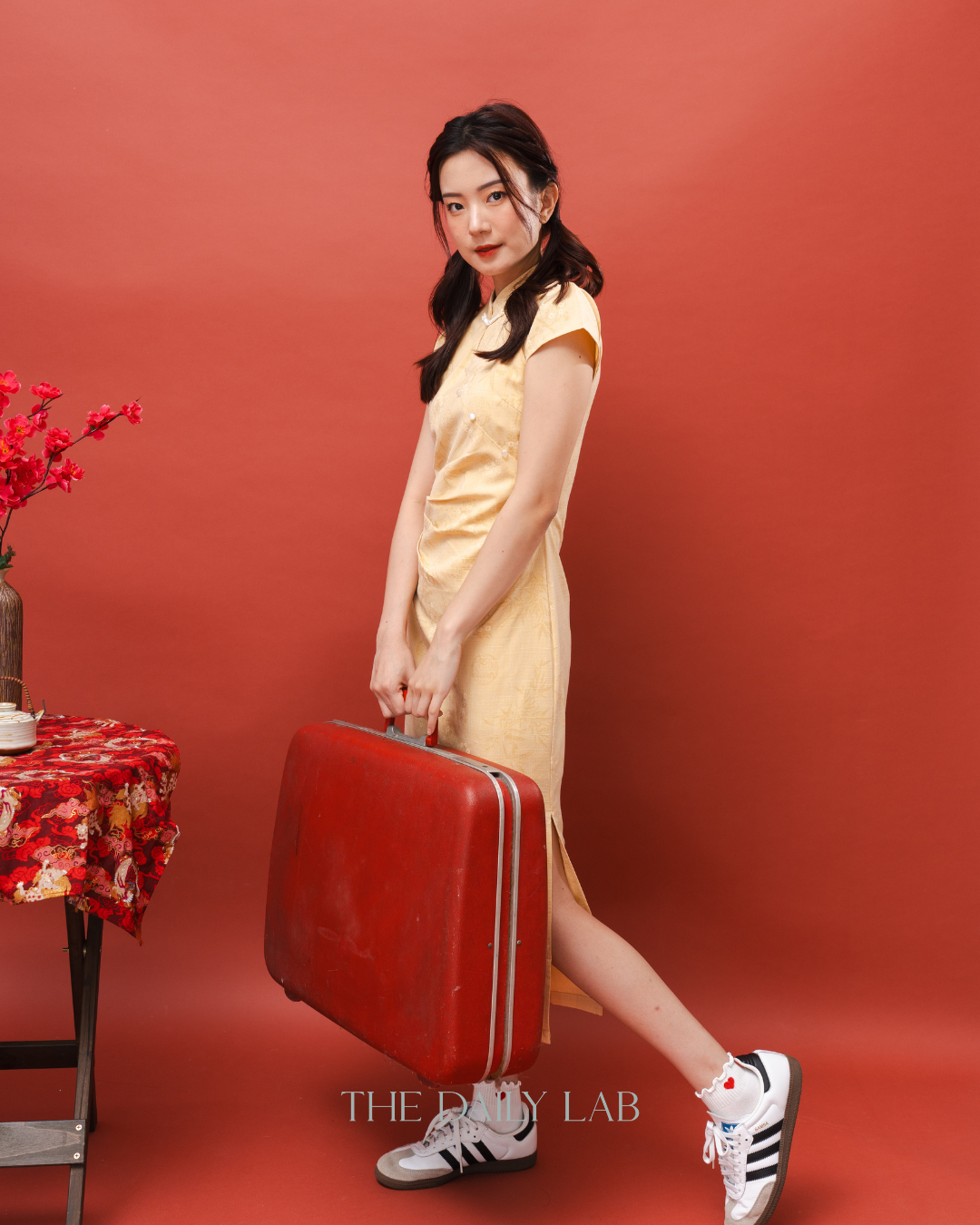 Yellow Floral Midi Dress