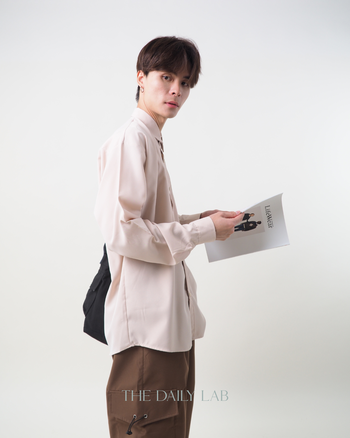 Buttoned Oversized Shirt in Beige